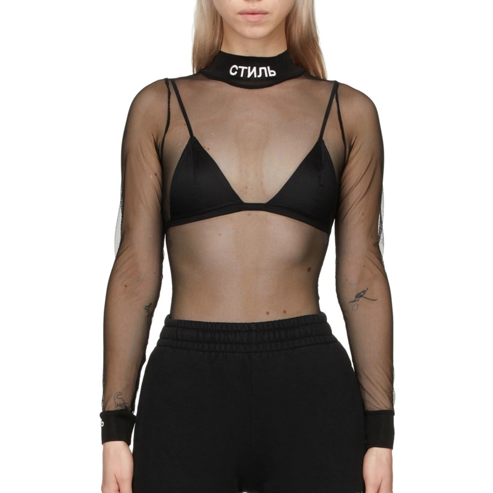 Heron Preston Black Mesh стиль Bodysuit XS